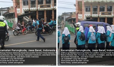 Polsek Parungkuda Laksanakan Pengaturan Arus Lalu Lintas Pagi Hari