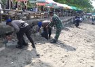 Sat Polairud Polres Sukabumi Bersama TNI dan Relawan Lakukan Bersih-Bersih di Pesisir Pantai Citepus